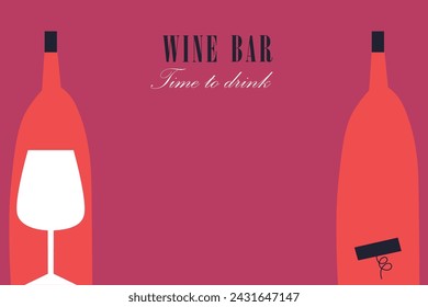 Wine list. Vector brochure template for wine shop, winery, wine list, restaurant, bar. Drink logo. Flat style