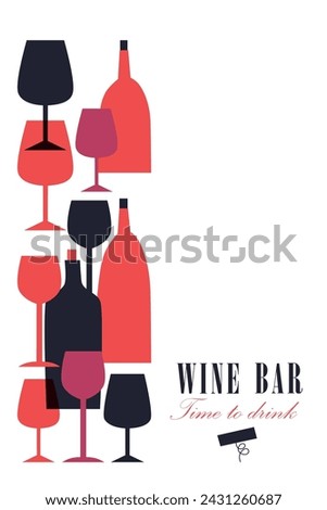 Wine list. Vector brochure template for wine shop, winery, wine list, restaurant, bar. Flat style
