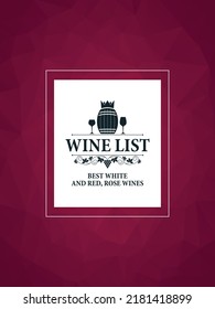 Weinliste, violetter Hintergrund. Beste Rotweine aus Weiß und Rot. Vektorgrafik