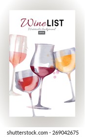 Wine List. Watercolor vector background