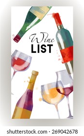 Wine List. Watercolor vector background