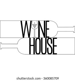 Wine logo with 2 bottles on a white background. vector