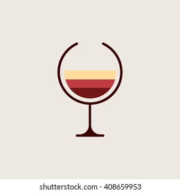 Wine Logo. Alcohol Icon. Red, Pink, White Tipes Of Wine In Glass.  Winery Brand Emblem. Vector Illustration.