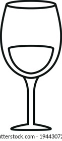 Wine logo. Black linear wineglass. Vector icon. Wineglass on a black background. 