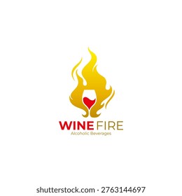 wine logo and a burning fire, alcoholic beverage