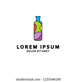 wine logo with colourful dynamic bottle