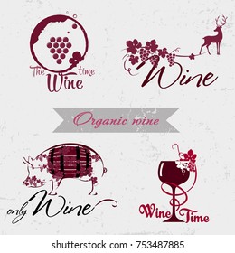 Wine logo concept Quality logos in vector for wine industry. Set of badges and labels elements for wine. Can be used for companies which produce natural organic wine, to identify the brand graphics.