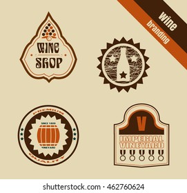 Wine logo design collection. Concept for vineyard. Abstract winery sign. Vector template.