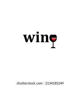 wine logo design with editable font. vector illustration. 