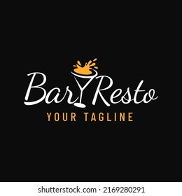 Wine logo design, elegant splash logo abstract design on dark background
