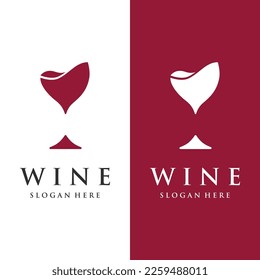 Wine logo design with wine glasses and bottles.Logos for nightclubs, bars and wine shops.