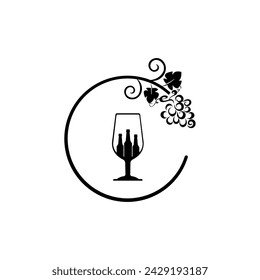 Diseño de logotipo de vino. Plantilla de diseño vectorial de iconos en fondo blanco.