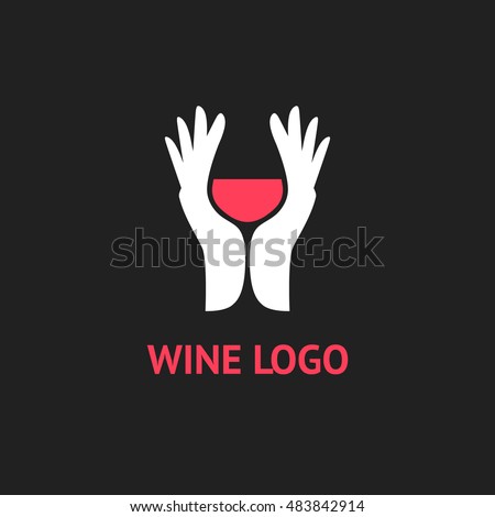 Wine logo design idea with wine glass in negative space. Abstract winery sign. Concept for vineyard.