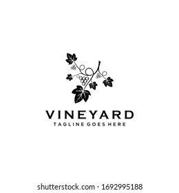 The Wine logo design illustration template with Grape fruit design Vector icon
