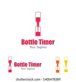 Wine logo design, sand timer design concept, wine timer concept, two wine bottle