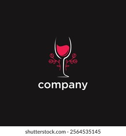 Wine logo design template. Wine glass vector icon. Wine logo.