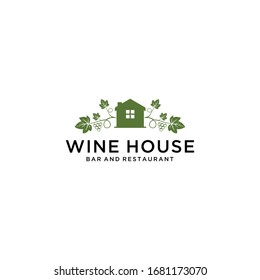 The Wine logo design template. Grape Vector illustration with house sign icon.