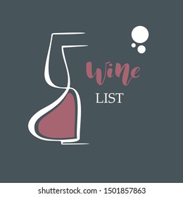 Wine logo design template. Lettering text wine list. Sketch glass and decanter. Vector illustration design for poster, banner,print invitations.