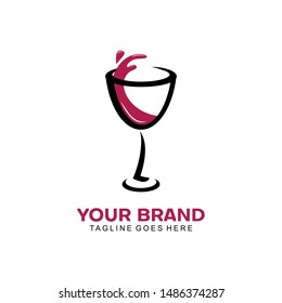 Wine logo design template Vector illustration of icon. bar logo template. Red and white wine glasses. eps 10 editable