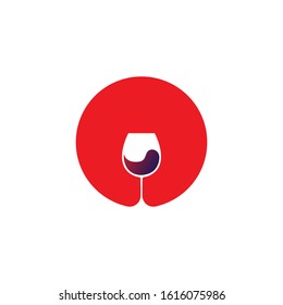 Wine logo design template. Vector illustration of icon,wine glass border design background,Wine Glass Logo Icon Design Template Vector Illustration