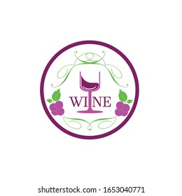Wine logo design template. Vector illustration of icon