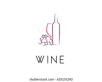 Wine Bottle Logo Design Red White Stock Vector (Royalty Free) 749593522