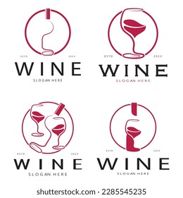 Plantilla de diseño de logotipo de vino.ilustración vectorial del vector de icono