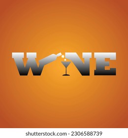 Plantilla de diseño de logotipo de vino.Tipo de ilustración de vector.