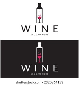 Plantilla de diseño de logotipo de vino.ilustración vectorial del vector de icono