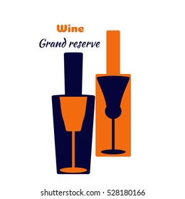Wine logo design. Vector brochure template for winery, cafe, restaurant, bar. Bottles and glasses