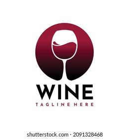 Wine logo drink design template. Wineglass Goblet Vector illustration of icon