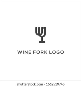wine logo fork icon vector
