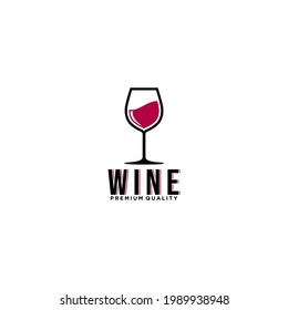 wine logo with a glass of fresh wine dengan latar belakang putih