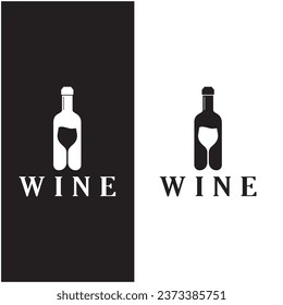 Logo del vino con copas de vino y botellas.para discotecas, bares, cafeterías y tiendas de vinos.
