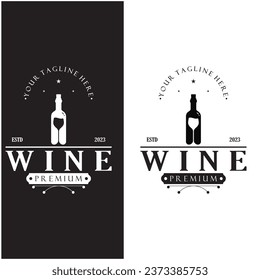 Wine logo with wine glasses and bottles.for night clubs,bars,cafe and wine shops.