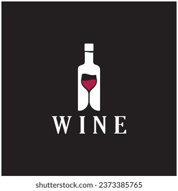 Logo del vino con copas de vino y botellas.para discotecas, bares, cafeterías y tiendas de vinos.