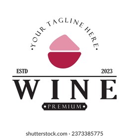 Wine logo with wine glasses and bottles.for night clubs,bars,cafe and wine shops.
