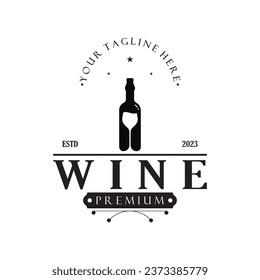 Wine logo with wine glasses and bottles.for night clubs,bars,cafe and wine shops.