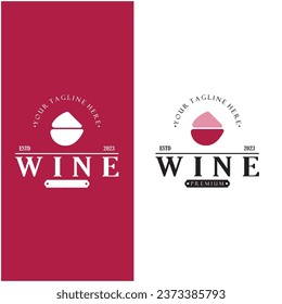 Wine logo with wine glasses and bottles.for night clubs,bars,cafe and wine shops.