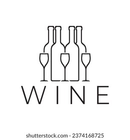 Wine logo with wine glasses and bottles.for night clubs,bars,cafe and wine shops.