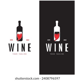 Wine logo with wine glasses and bottles.for night clubs,bars,cafe and wine shops.