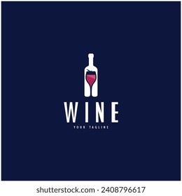 Wine logo with wine glasses and bottles.for night clubs,bars,cafe and wine shops.