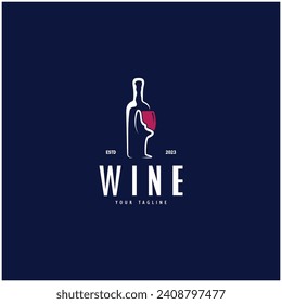 Wine logo with wine glasses and bottles.for night clubs,bars,cafe and wine shops.