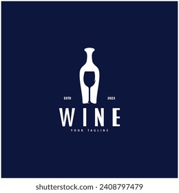 Wine logo with wine glasses and bottles.for night clubs,bars,cafe and wine shops.