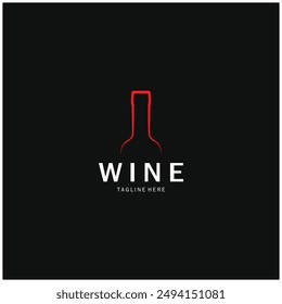 Logotipo de vino con copas de vino y botellas. para discotecas, bares, cafeterías y tiendas de vino.