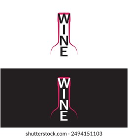 Wine logo with wine glasses and bottles.for night clubs,bars,cafe and wine shops.