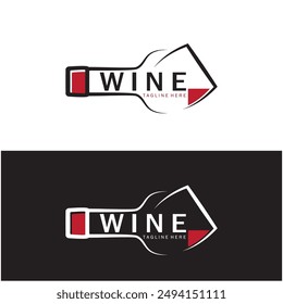 Wine logo with wine glasses and bottles.for night clubs,bars,cafe and wine shops.