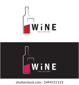 Wine logo with wine glasses and bottles.for night clubs,bars,cafe and wine shops.