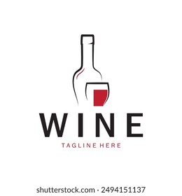 Wine logo with wine glasses and bottles.for night clubs,bars,cafe and wine shops.