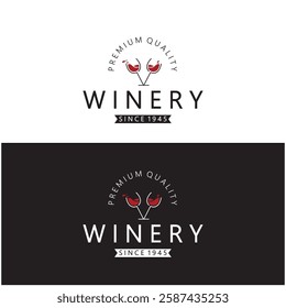 Wine logo with wine glasses and bottles.for night clubs,bars,cafe and wine shops.